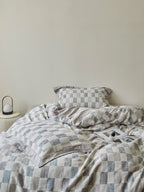 Mist Loft Check Jacquard Cotton Bedding Set original reference image 3