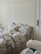 Mist Loft Check Jacquard Cotton Bedding Set original reference image 5
