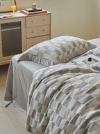 Mist Loft Check Jacquard Cotton Bedding Set original reference image 7