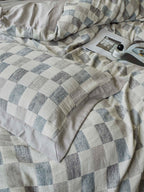 Mist Loft Check Jacquard Cotton Bedding Set original reference image 9