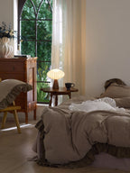 Mocha Ruffle Stripe Cotton Muslin Bedding Set original reference image 6