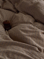 Mocha Ruffle Stripe Cotton Muslin Bedding Set original reference image 7