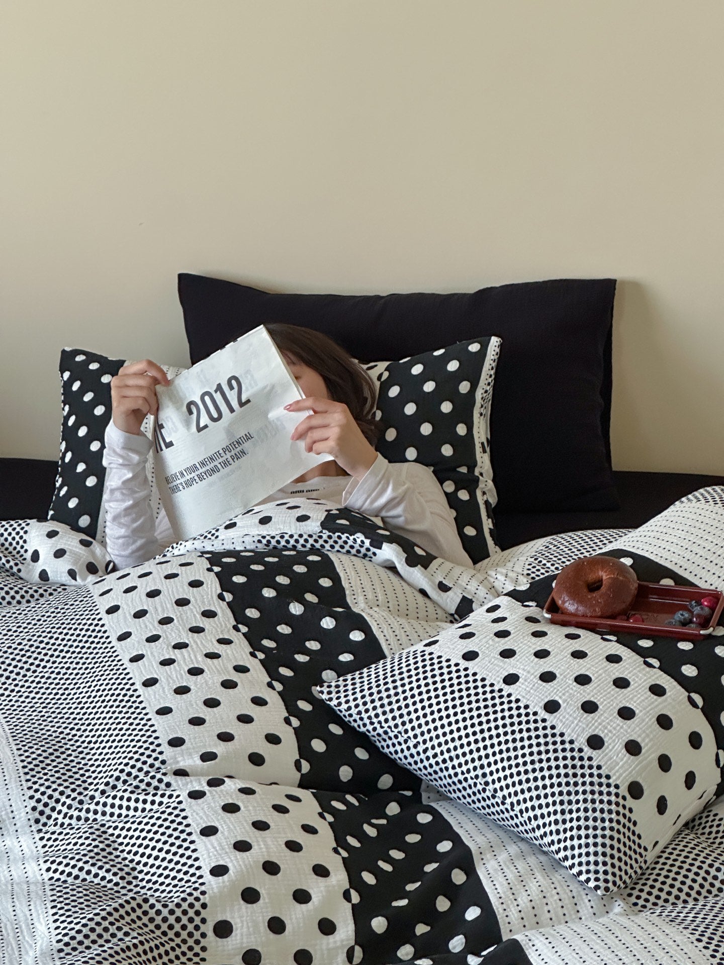 Mosaic Polka Dot Cotton Muslin Bedding Set original reference image 2