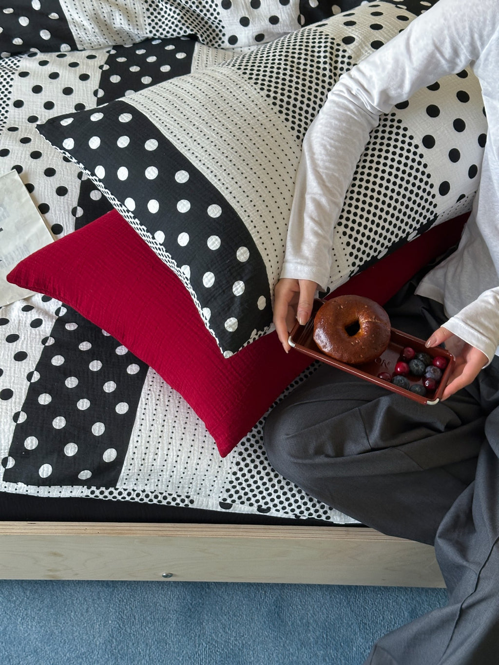 Mosaic Polka Dot Cotton Muslin Bedding Set original reference image 5