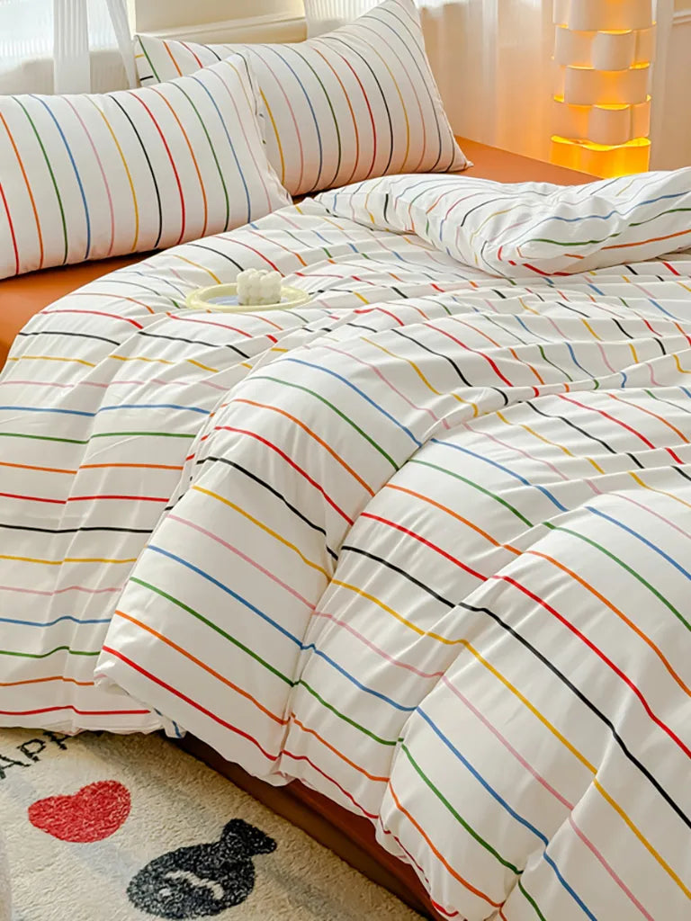 Multicolor Stripe Cotton Duvet Cover