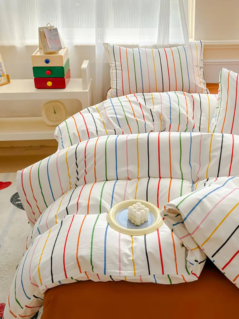 Multicolor Stripe Cotton Duvet Cover