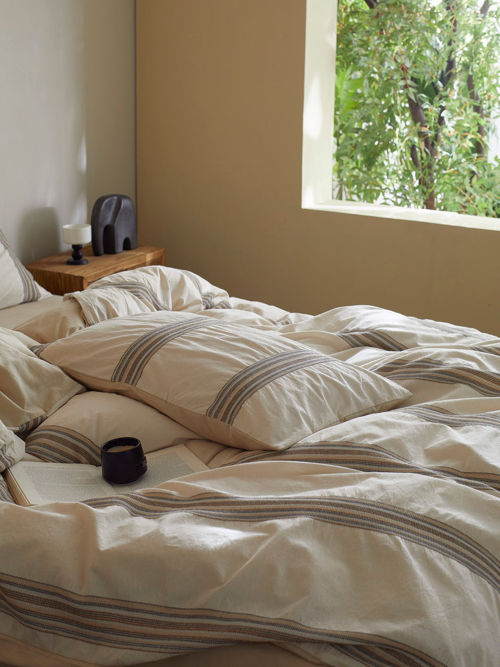 Natural Heritage Stripe Jacquard Cotton Bedding Set original reference image 3