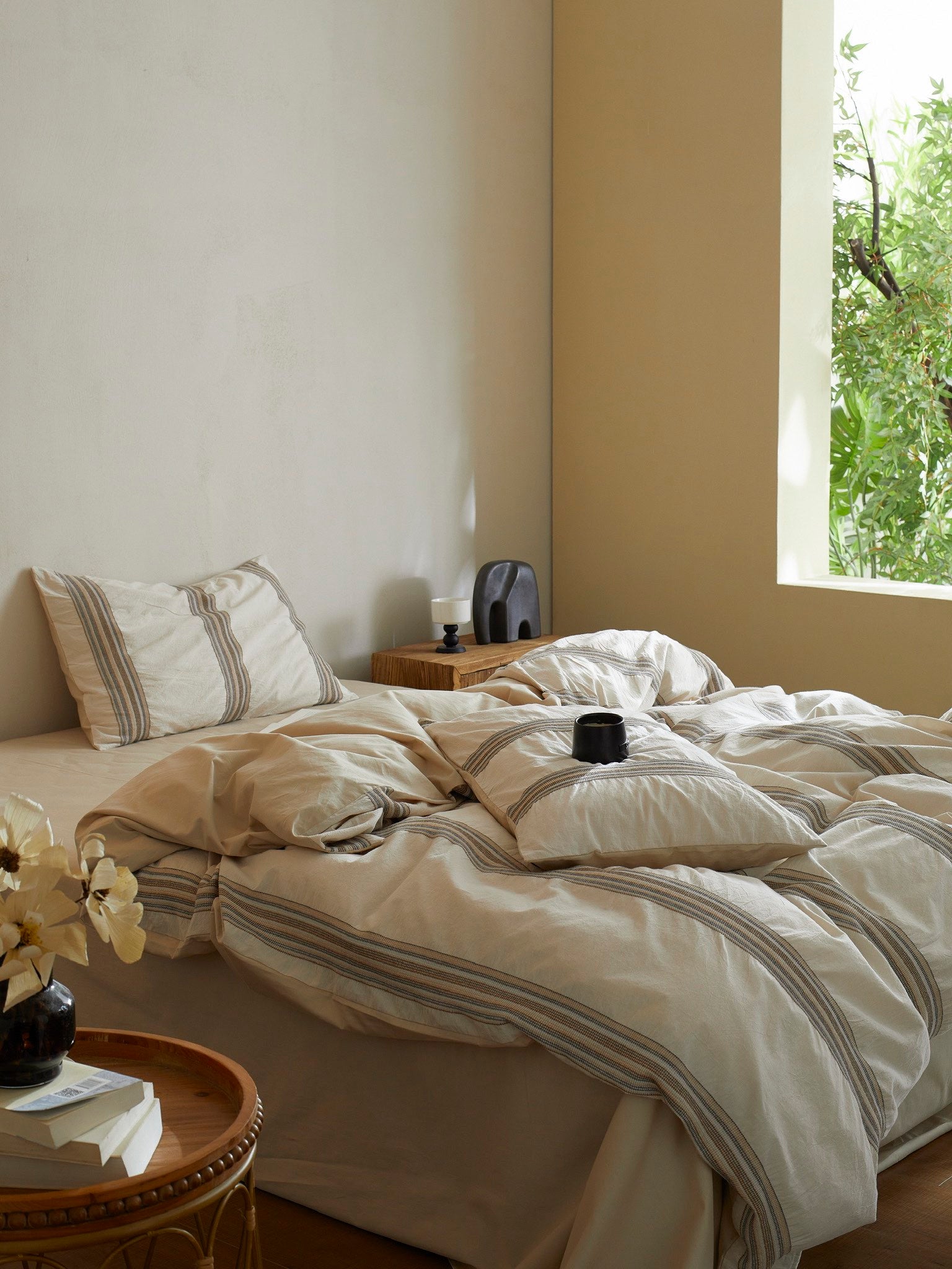 Natural Heritage Stripe Jacquard Cotton Bedding Set original reference image 6