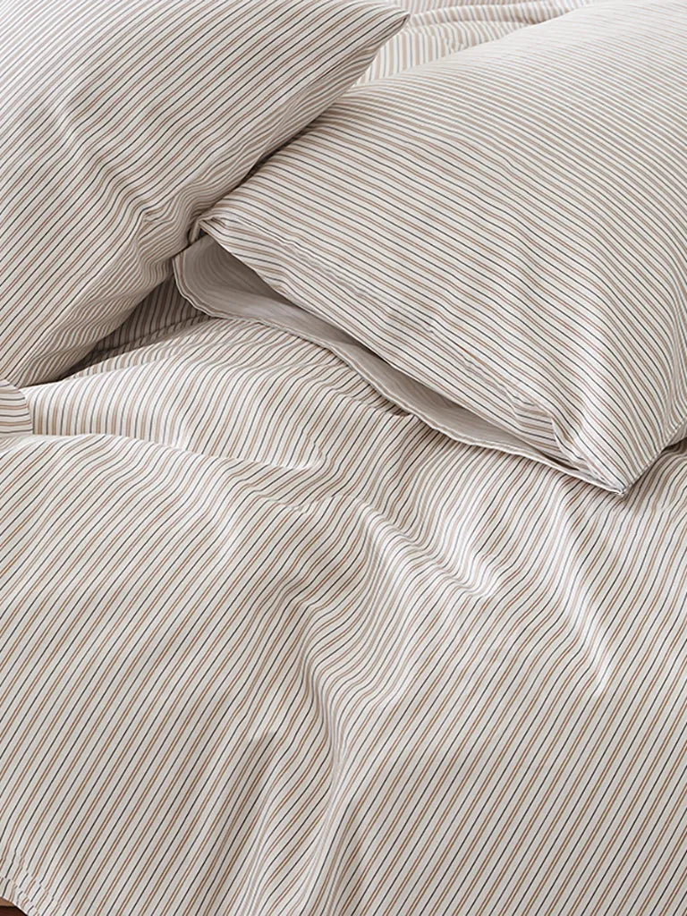 Off-White Fine Pinstripe Cotton Duvet Cover
