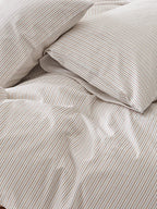 Off-White Fine Pinstripe Cotton Duvet Cover