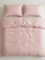 Pink Gingham Cotton Duvet Cover