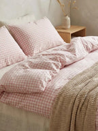 Pink Gingham Cotton Duvet Cover