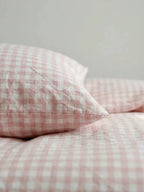 Pink Gingham Cotton Duvet Cover