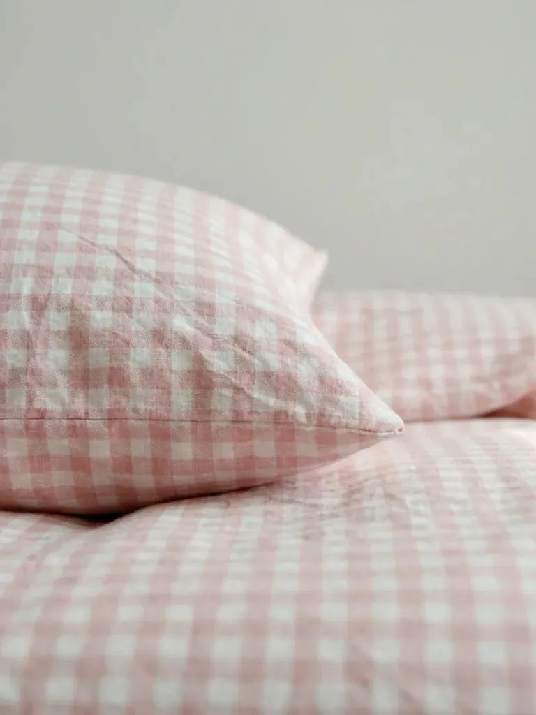 Pink Gingham Cotton Duvet Cover