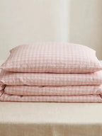 Pink Gingham Cotton Duvet Cover