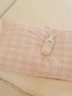 Soft Pink Plaid Cotton Bedding Set