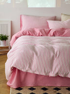 Pink Washed Stripe Cotton Duvet Cover