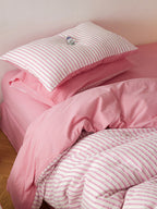 Pink Washed Stripe Cotton Duvet Cover