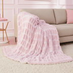 Pink Cinched Faux Fur Blanket