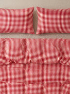 Red Gingham Cotton Duvet Cover