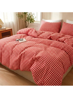Red Gingham Cotton Duvet Cover