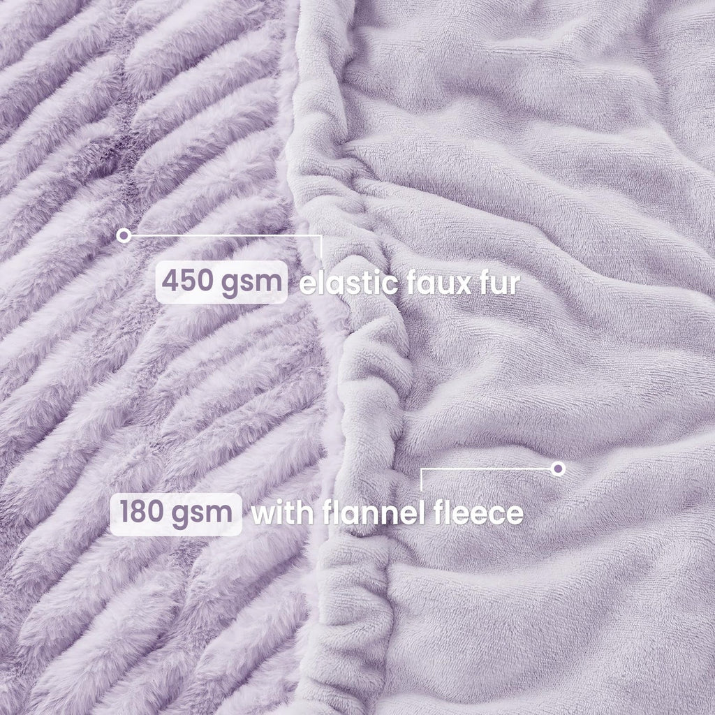 Purple Cinched Faux Fur Blanket