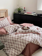 Rose Loft Check Jacquard Cotton Bedding Set original reference image 4