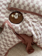 Rose Loft Check Jacquard Cotton Bedding Set original reference image 8