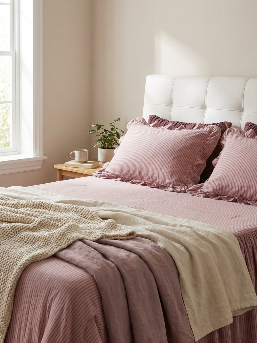 Rustic Cotton Purple Stripe Coverlet Set social image