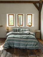 Sage and Terracotta Stripe Jacquard Cotton Bedding Set original reference image 1