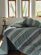 Sage and Terracotta Stripe Jacquard Cotton Bedding Set original reference image 4