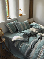 Sage and Terracotta Stripe Jacquard Cotton Bedding Set original reference image 8