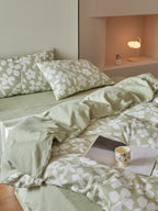 Sage Blossom Cotton Muslin Jacquard Bedding Set original reference image 2
