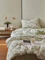 Sage Blossom Cotton Muslin Jacquard Bedding Set original reference image 4