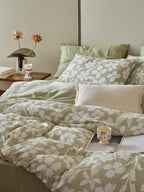 Sage Blossom Cotton Muslin Jacquard Bedding Set original reference image 8