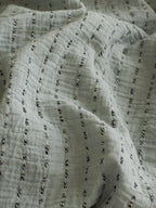 Sage Charcoal Ruffle Stripe Cotton Muslin Bedding Set original reference image 6