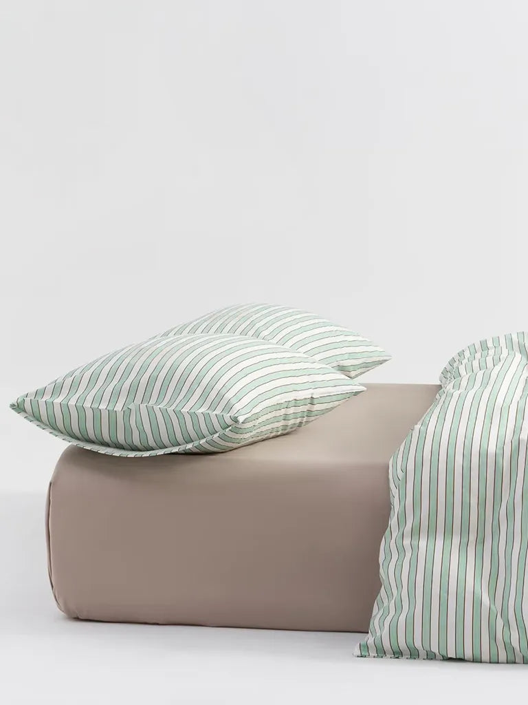 Sage Fine Stripe Duvet Cover