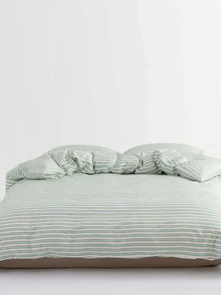 Sage Fine Stripe Duvet Cover