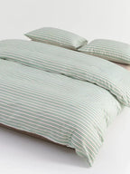 Sage Fine Stripe Duvet Cover