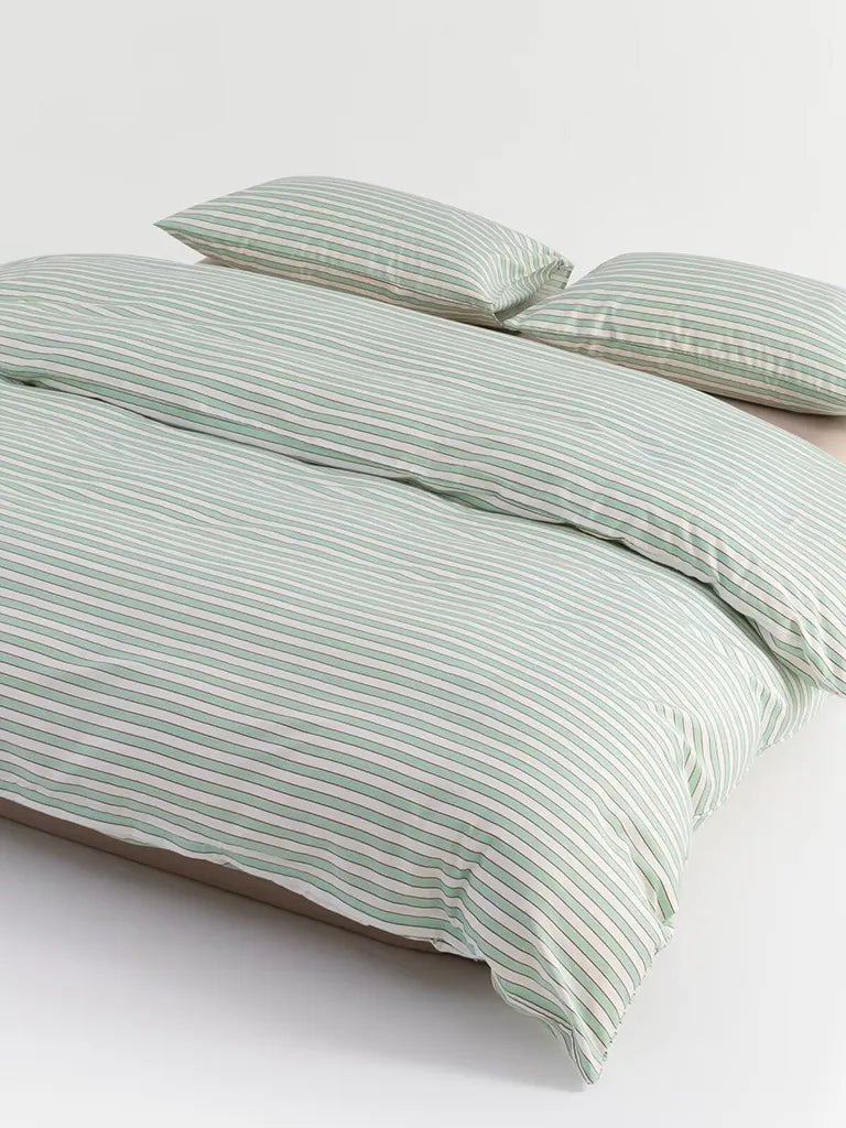 Sage Fine Stripe Duvet Cover