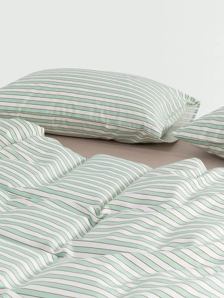 Sage Fine Stripe Duvet Cover