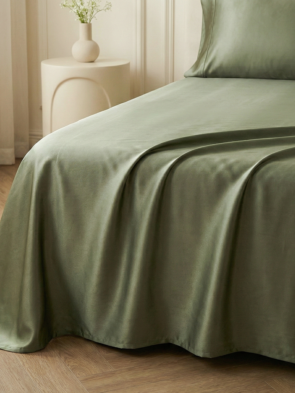 Sage Green 22 Momme Silk Flat Sheet