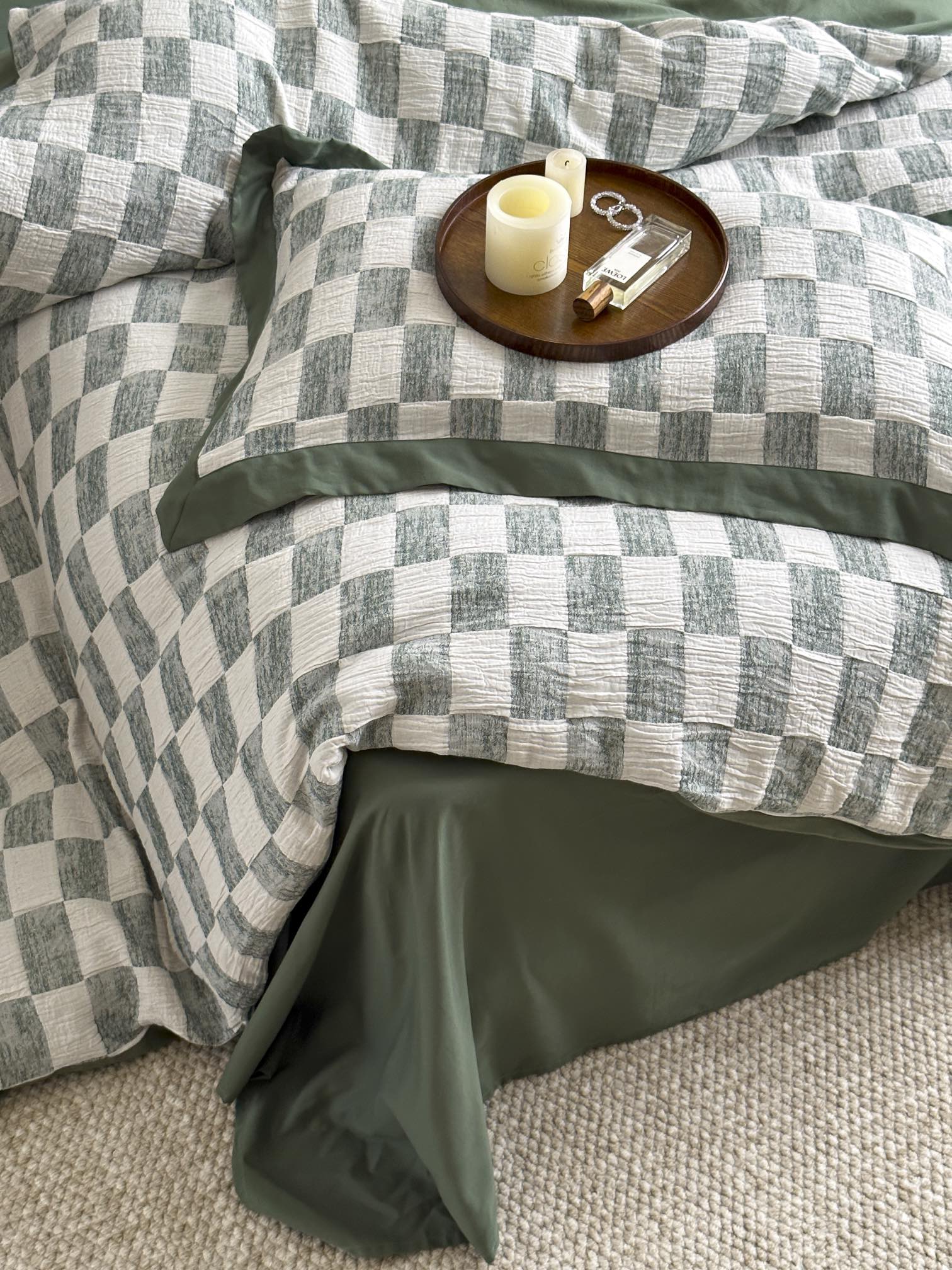 Sage Loft Check Jacquard Cotton Bedding Set original reference image 3