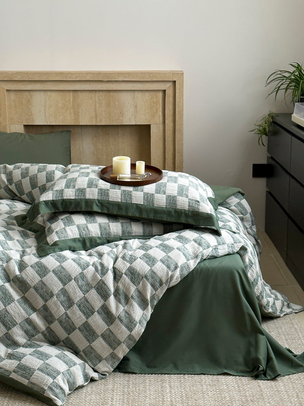 Sage Loft Check Jacquard Cotton Bedding Set original reference image 8