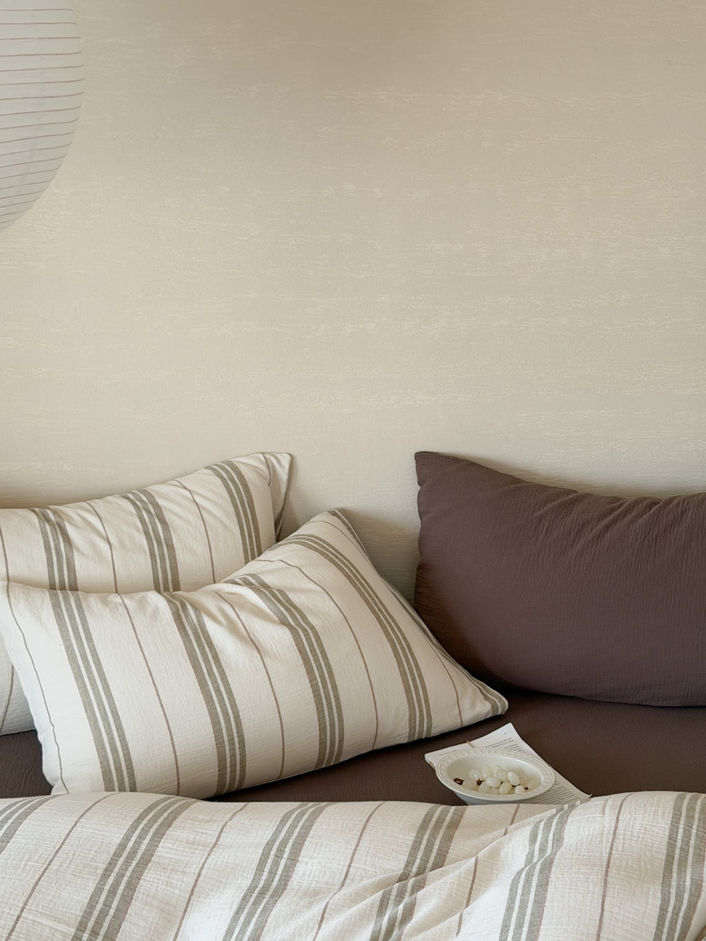 Sage Meadow Stripe Cotton Muslin Bedding Set original reference image 4