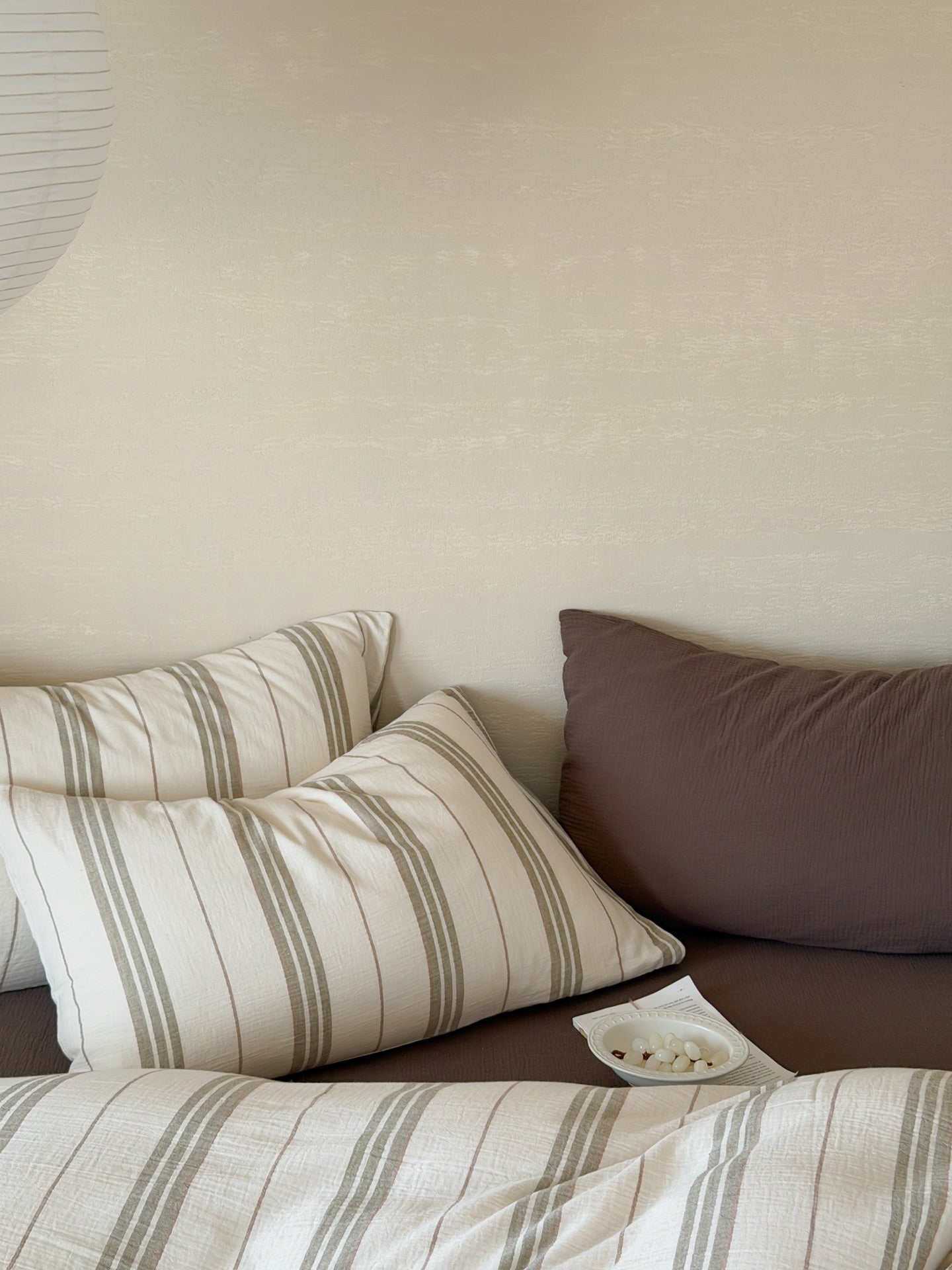 Sage Meadow Stripe Cotton Muslin Bedding Set original reference image 4