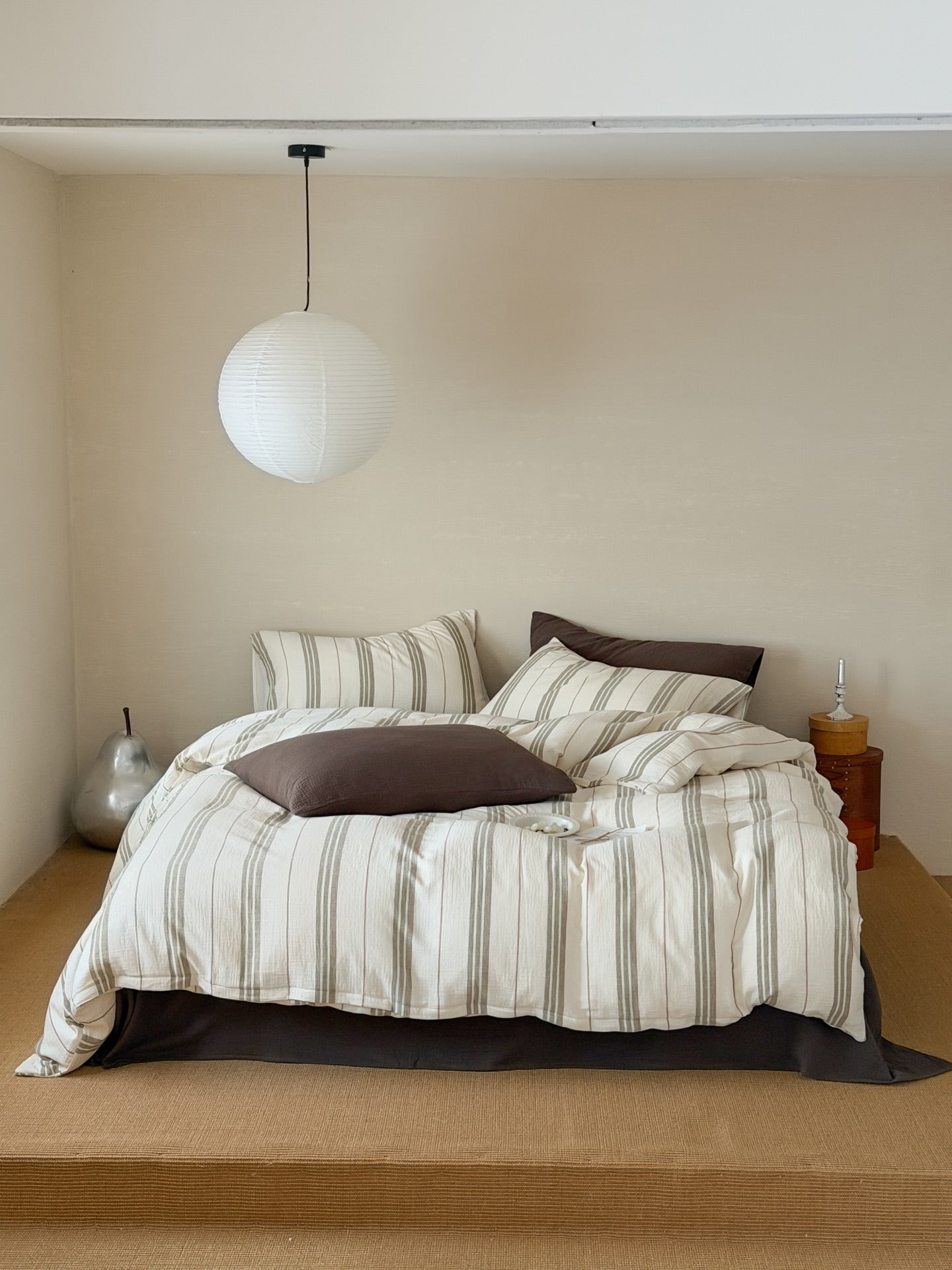 Sage Meadow Stripe Cotton Muslin Bedding Set original reference image 7