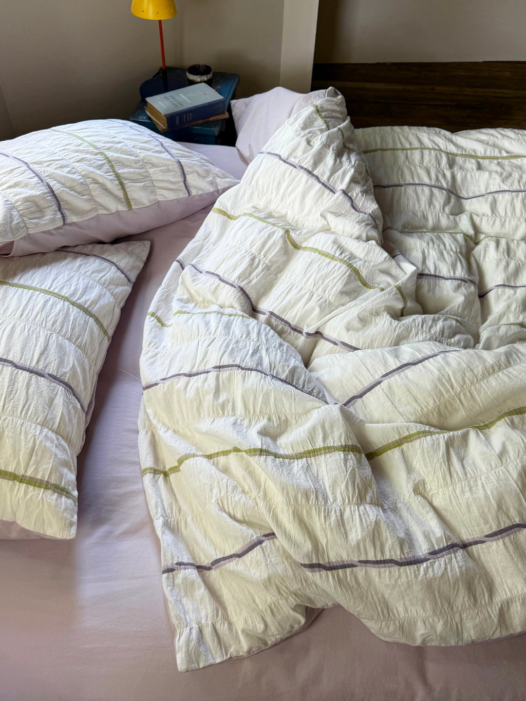 Sage Mist Grid Jacquard Cotton Bedding Set original reference image 1
