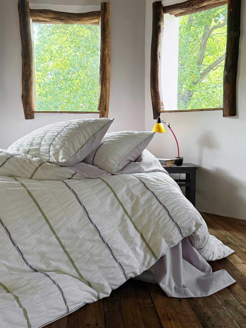 Sage Mist Grid Jacquard Cotton Bedding Set original reference image 5