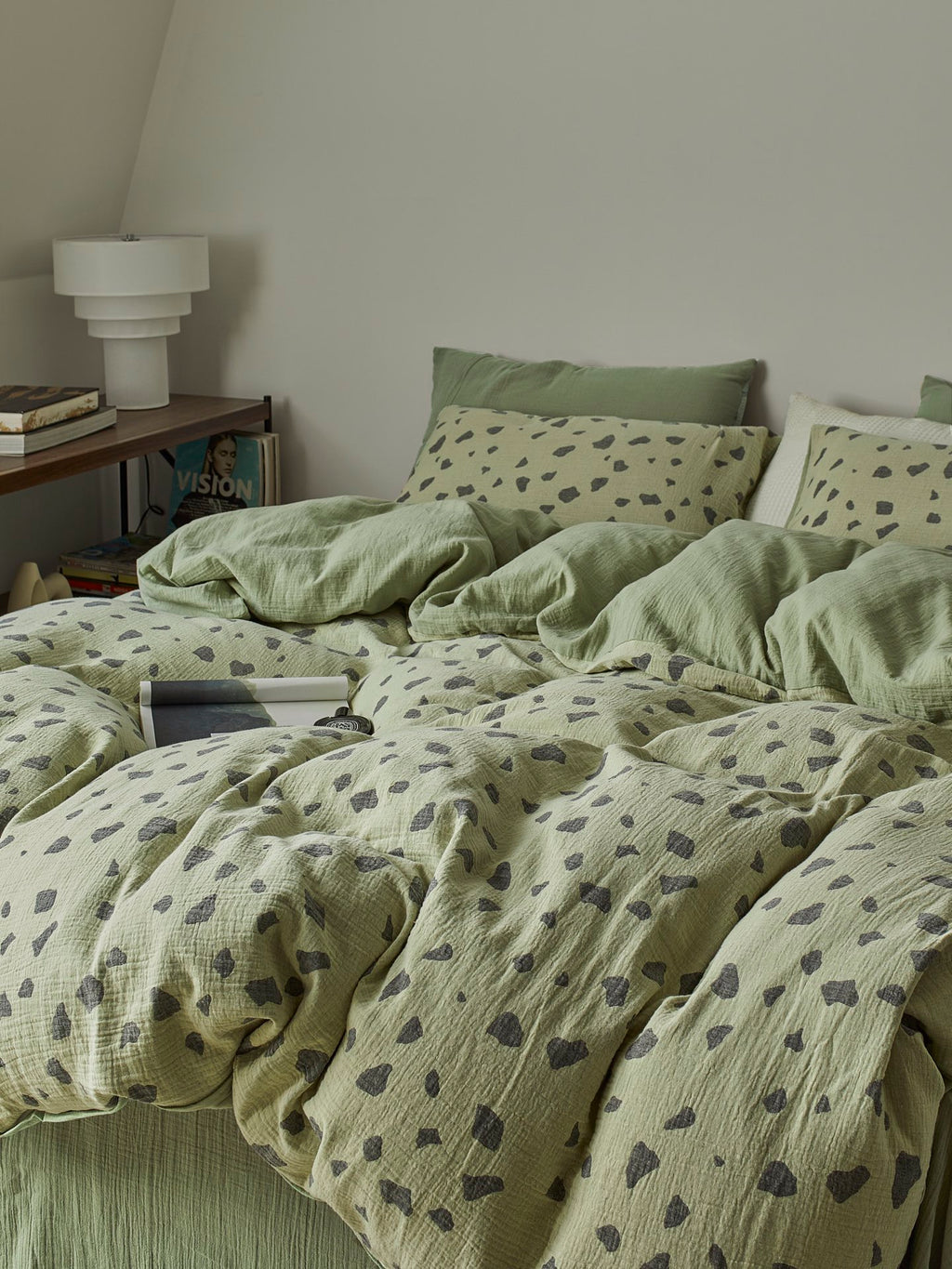 Sage Pebble Cotton Muslin Bedding Set original reference image 4